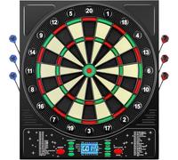 Coanhctm Cible de fléchettes électronique professionnelle avec voix allemande et 12 fléchettes - Cible de fléchettes électronique avec écran LCD - 34 jeux et 355 variantes - Cible de fléchettes