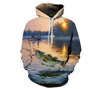 COAOBO Pull À Capuche Unisexe 3D pour Enfant,Enfants Adolescent Fille Garçon Hoodies 3D Pêche Imprimer Animal Graphique Sweat Poche Pull À Capuche pour 4-16Y-150Cm