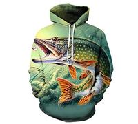 COAOBO Pull À Capuche Unisexe 3D pour Enfant,Enfants Adolescent Fille Garçon Hoodies 3D Pêche Imprimer Animal Graphique Sweat Poche Pull À Capuche pour 4-16Y-160Cm