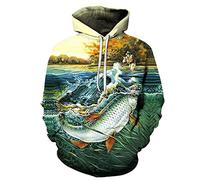 COAOBO Pull À Capuche Unisexe 3D pour Enfant,Filles Garçons À Capuche Pêche Impression 3D Enfants Sweats Unisexe Poches Pull À Capuche pour Enfants 4-16Y-150Cm