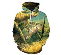 COAOBO Pull À Capuche Unisexe 3D pour Enfant,Filles Garçons À Capuche Pêche Impression 3D Enfants Sweats Unisexe Poches Pull À Capuche pour Enfants 4-16Y-150Cm