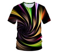 COAOBO T-Shirt Unisexe Motif de Rayures abstraites colorées T-Shirt imprimé drôle Hommes été Graphique à Manches Courtes t-Shirts Hauts-XL