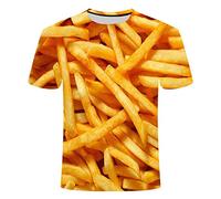 COAOBO T-Shirts Motif de Frites Alimentaires été t-Shirts d'impression 3D nouveauté T-Shirt à Manches Courtes pour Hommes Femmes-M