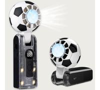 Coaptop Ventilateur turbo portable avec refroidissement à glace, éclairage LED à 4 niveaux, pliable à 180 °, puissant, 5 vitesses, pour les fans de football avec refroidissement Air-Turbo-Tech (noir)