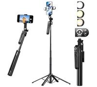 COASD Trépied de suivi automatique du visage rotatif à 360°, perche à selfie extensible de 179,8 cm, avec lumière de remplissage, trépied pour téléphone, télécommande et contrôle gestuel pour