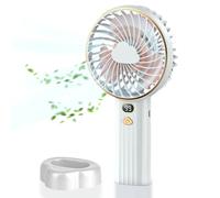 Coastacloud Mini ventilateur portable rechargeable avec 5 vitesses de vent, écran numérique LCD, ultra silencieux, jusqu'à 96 heures d'autonomie pour intérieur et extérieur (blanc)