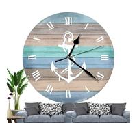 Coastal Beach Wall Clock - Themed Wall Clock For Home, Living Room, or Bedroom | Beach House Decor, Summer Inspired Timepiece with Driftwood and Beachy Style, Seaside Wall Clock