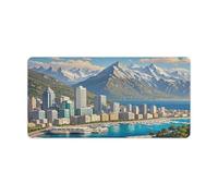 Coastal Cities Grand tapis de souris antidérapant pour clavier d'ordinateur Tapis de souris étendu pour jeux de bureau Sous-main imperméable pour bureau et maison