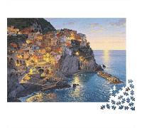 Coastal Cliffs Jigsaw Jigsaw Puzzle 1000 Piècess Recyclable Cinque Terre Senior Jigsaw Puzzles Éducatif Game Décompression Ideal for Family and Friends Birthdays 52x38cm/1000pcs