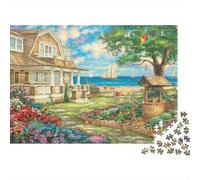 Coastal Cottage Garden Colourful Seaside Garden House 1000 Pcs Jigsaws for Adults The Impossible Challenge Fun Present 38x26cm/1000pcs