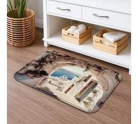 Coastal Dream Tapis de bain vintage à imprimé architecture méditerranéenne absorbant et antidérapant en mousse à mémoire de forme lavable pour salle de bain, toilettes, toilettes, 50,8 x 81,3 cm