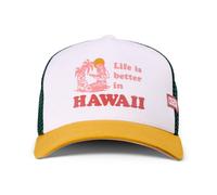 Coastal Hft Meilleur Hawaii Trucker Cap Blanc/Or / Olive Casquette Baseball
