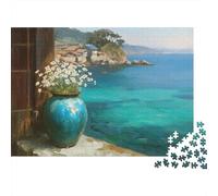 Coastal Landscape Painting Colourful Coastal Vase View 1000 Pcs Jigsaws for Adults The Impossible Challenge Fun Present 52x38cm/1000pcs