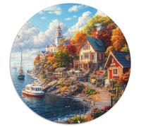 Coastal Lighthouse 1000 Pièces Puzzle Circulaire Classiques Jeu D'Intelligence Impossible Jigsaw pour Adultes Famille Amis 1000pcs (67.5x67.5cm)