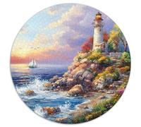 Coastal Lighthouse 1000 Pièces Puzzle Rond Jouets Classiques Puzzle Circulaire Unique pour Adultes Et Enfants 1000pcs (67.5x67.5cm)