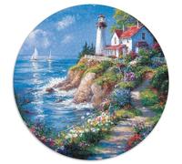 Coastal Lighthouse 1000 Pieces Puzzles Ronds Puzzle De l'art De La Décoration Moderne Jeu Cadeau Unique Puzzle De Qualité Supérieure pour Adultes Et Enfants 1000pcs (67.5x67.5cm)