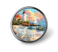 Coastal Lighthouse Seaside Scenery Brooch Pins for Women Men Cute Badge Lapel Pins for Backpack Dress Accessories