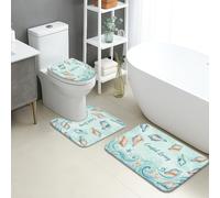 Coastal Living Lot de 3 tapis de bain à séchage rapide, absorbants, antidérapants, lavables en flanelle, pour salle de bain, toilettes, toilettes