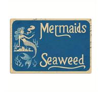 Coastal Metal Wall Signs,30x20cm Vintage Mermaid Bathroom Decor | Weathered Vintage Appeal Wall Decoration Sign | For Beach Homeowners Bathroom Porch Living Room Bedroom Study Home Entryway RV Cabin