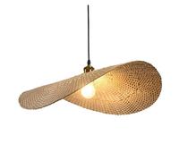 Coastal Natural Wicker Chandelier Kitchen Island Woven Coffee Shop Pendant Light Shades, Creative Hanging Lamp for Dinging Room Living Room(19.7in)