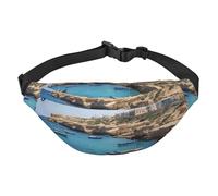 Coastal of Malta Sac banane pour homme et femme, sac banane à bandoulière pour tous les jours, sac banane avec sangle réglable, sac de poitrine décontracté pour randonnée, cyclisme, noir, taille
