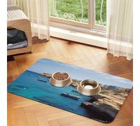 Coastal of Malta Tapis de nourriture pour chien, tapis d'alimentation absorbant pour gamelles d'eau et de nourriture - Tapis de placement antidérapant pour sols - Imperméable - Séchage rapide - Pour