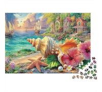 Coastal Paradise 1000 Pièces Jigsaw Puzzles for Adults Fantasy Castle Fun, Challenging & Brainteasing Adults Jigsaw Puzzle - Uncover The Puzzle Recycled Carton Educational Games Puzzle52x38cm