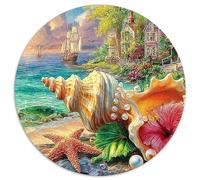 Coastal Paradise 1000 Pièces Puzzle Circulaire Puzzle Adulte pour Enfants Puzzle Familial Difficile Impossiblepour Adultes Cadeaux 1000pcs (67.5x67.5cm)