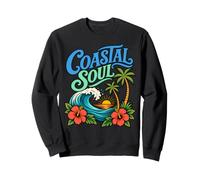 Coastal Soul Ocean Wave Palmiers Tropical Sunset Citation Sweatshirt