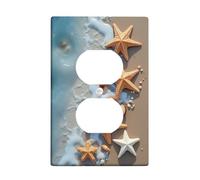 Coastal Starfish Plaque de protection pour interrupteur de lumière Beige sable Décoration de plage Été Plaques murales thermoplastiques Prise duplex simple de taille standard