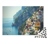 Coastal Town Jigsaw Puzzle 1000 Piece Recyclable Matériau Cinque Terre Puzzles for Elderly Soulager Démence Sénile Amusant Activité Idée de Cadeau Parfaite 52x38cm/1000pcs