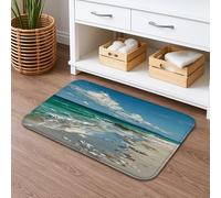 Coastal Waves Tapis de bain à séchage rapide antidérapant en mousse à mémoire de forme pour salle de bain, toilettes, toilettes, décoration Bleu océan 40,6 x 61 cm