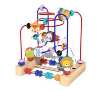 Coaster de perles en bois : jouet de jeu de labyrinthe vibrant, activité classique de la piste de fil d'Abacus | Puzzle de coordination main- avec une construction durable pour educ