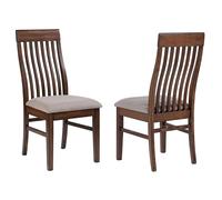 Coaster Home Furnishings - Briarwood - Bois et tissu - Lot de 2 chaises de salle à manger sans accoudoirs avec dossier à lattes incurvées et assise rembourrée - Cuisine et salle à manger - Chêne