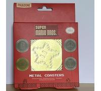 Paladone – Dessous de verre métal Super Mario officiels – Set de 4, dos en liège, rétro 8‑bit