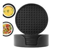 Coasters Silicone - Anti Slip Coasters, 6 Pieces Round Heat-Resistant Pad with Holder, Tableware Accessory for Dining Table Kitchen Home | Coffee Workplace Bar Centerpiece | Drink Protection Set for