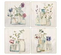 CoasterStone AS10180 Lot de 4 Dessous de Verre absorbants, Fleurs sur Bouleau, 10,4 cm, Pierre, Multicolore