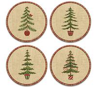 CoasterStone AS919 Lot de 4 dessous de verre de Noël naturel, pierre, multicolore