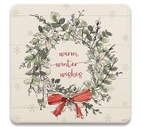 CoasterStone Lot de 4 dessous-de-verre absorbants modernes Motif maison de Noël IV 4,25 cm de large