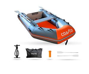 Coasto - Annexe Gonflable DS 290 - BT-CDS290D Bateau Pneumatique Plancher Dropstitch/Haute Pression - 4 Places, 290x140cm - Grande Stabilité - Pack 2 Pagaies, Pompe et Sac de Transport - Dark Grey