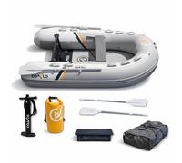 Coasto - Annexe Gonflable Premium 248 - BT-CDS248P Bateau Plancher Dropstitch/Haute Pression - 3+1 Places, 248x154cm - Extrême Stabilité - Pack 2 Pagaies, Pompe et Sac de Transport - Gris