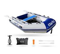Coasto - Annexe Gonflable Slat 230 - BT-CSL230C Bateau Pneumatique Plancher Latte Carbone - 3 Places, 230x130cm - Design, Confort, Solide - Pack 2 Pagaies, Pompe et Sac de Transport - White Blue