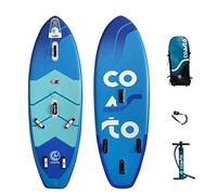 Coasto - WindSUP Mir - Planche à Voile Gonflable et Rigide - Pompe Double Action - Windsurf, Wingsup et Wingsurf - Sac de Transport, Leash, Footstraps, Ailerons et Dérive - Bleu