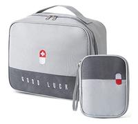 CoatCool 2 Pièces Trousse de Secours Vide, Imperméable Sac d'urgence Médicale Portable, Trousse de Premiers Secours de Grande Capacité Sac de Rangement de Médicaments pour Voyage Maison Bureau, Gris