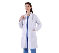 CoatCool Blouse Blanche de Laboratoire en Coton, Manche Longue pour Étudiant, Médecin, Chimie Physique, Infirmière Hospital