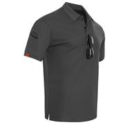 CoatCool Polo Homme Manches Courtes Polo Golf Séchage Rapide Polos D'été, T-Shirt Polo Sport Homme Respirant Polo Shirt Chemises Boutonnage Polo Mode Homme pour Outdoor Tennis Business, Gris Foncé, L