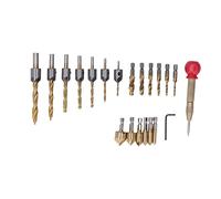 Coated Chamfer Drill Bit Set | 20PCS High Speed Steel Kit for Countersink & Tapping | Smooth - Perimeter Drill Bits with Hex Wrench | Gold Plated Tools