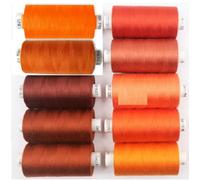 Coats Moon Assortiment de fils à coudre - Boîte de 10 bobines - 10 x bobines de fil polyester Moon pour surfilage 1000 yards 120's (orange assorti)