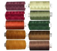 Coats Moon Boîte de 10 bobines de fil à coudre assorties en polyester tout usage pour couture, surjeteuse, couette, 914,4 m, 110 m (mélange d'automne foncé)