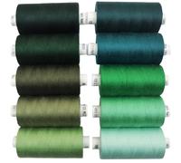 Coats Moon Boîte de 10 bobines de fil à coudre tout usage en polyester pour couture, sur-casier, couture, courtepointe, 914,4 m, 1100 m (vert)